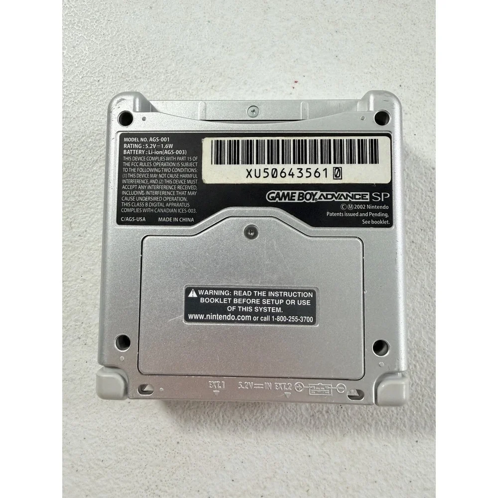 Nintendo Game Boy Advance SP AGS-001 Silver w/ Charger TESTED WORKING